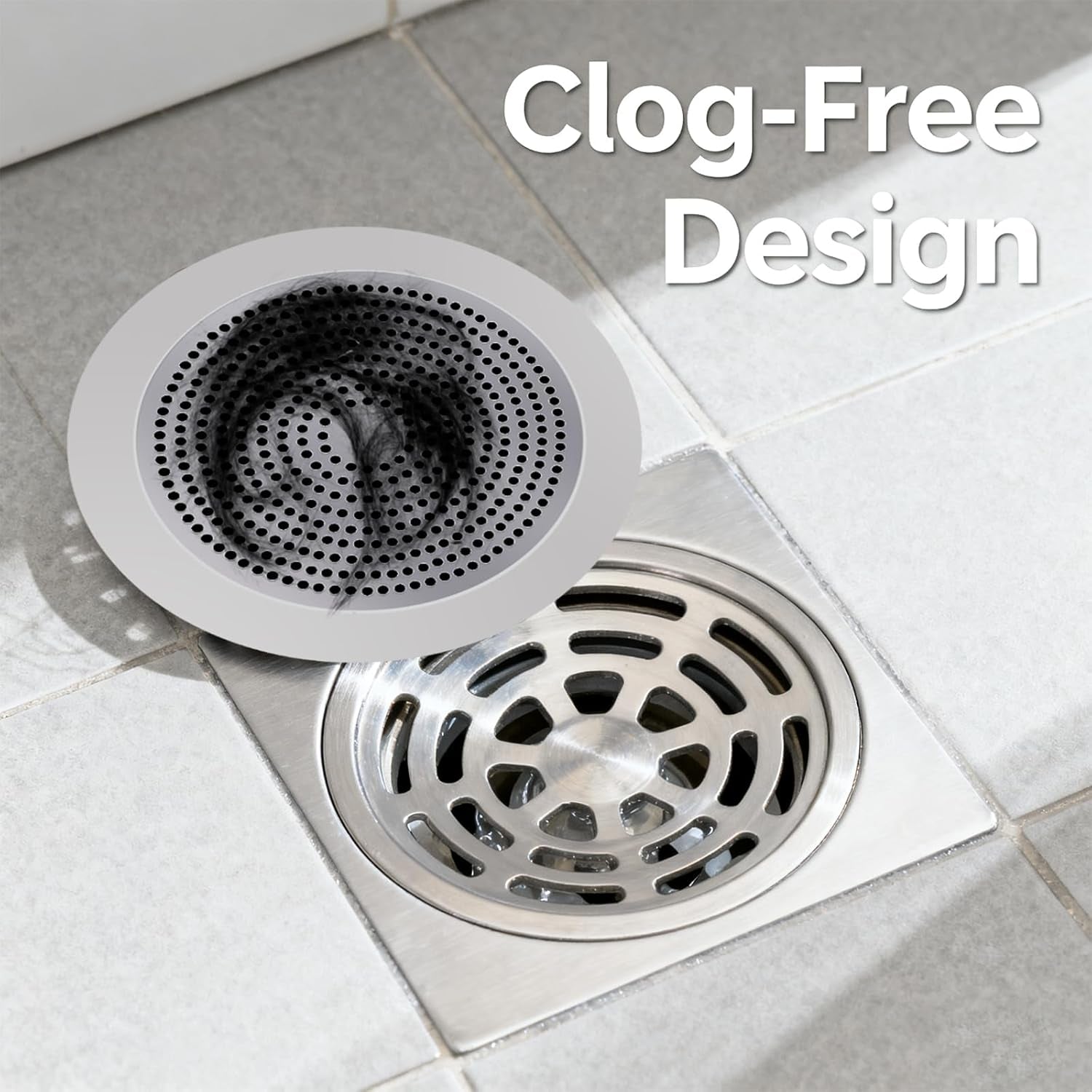 Shower Hair Drain Catcher - Stainless Steel, 5.7In Wide Rim for Robust Bathtub Adhesion, Easy Maintenance, Prevents Clogs, Perfect for Homeowners, Renters, Parents, Pet Owners