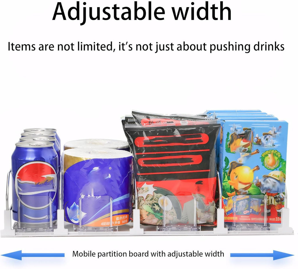 Drink Organizer Spring Sliding Pusher Holder Soda Pop Can Dispenser for Fridge Storages