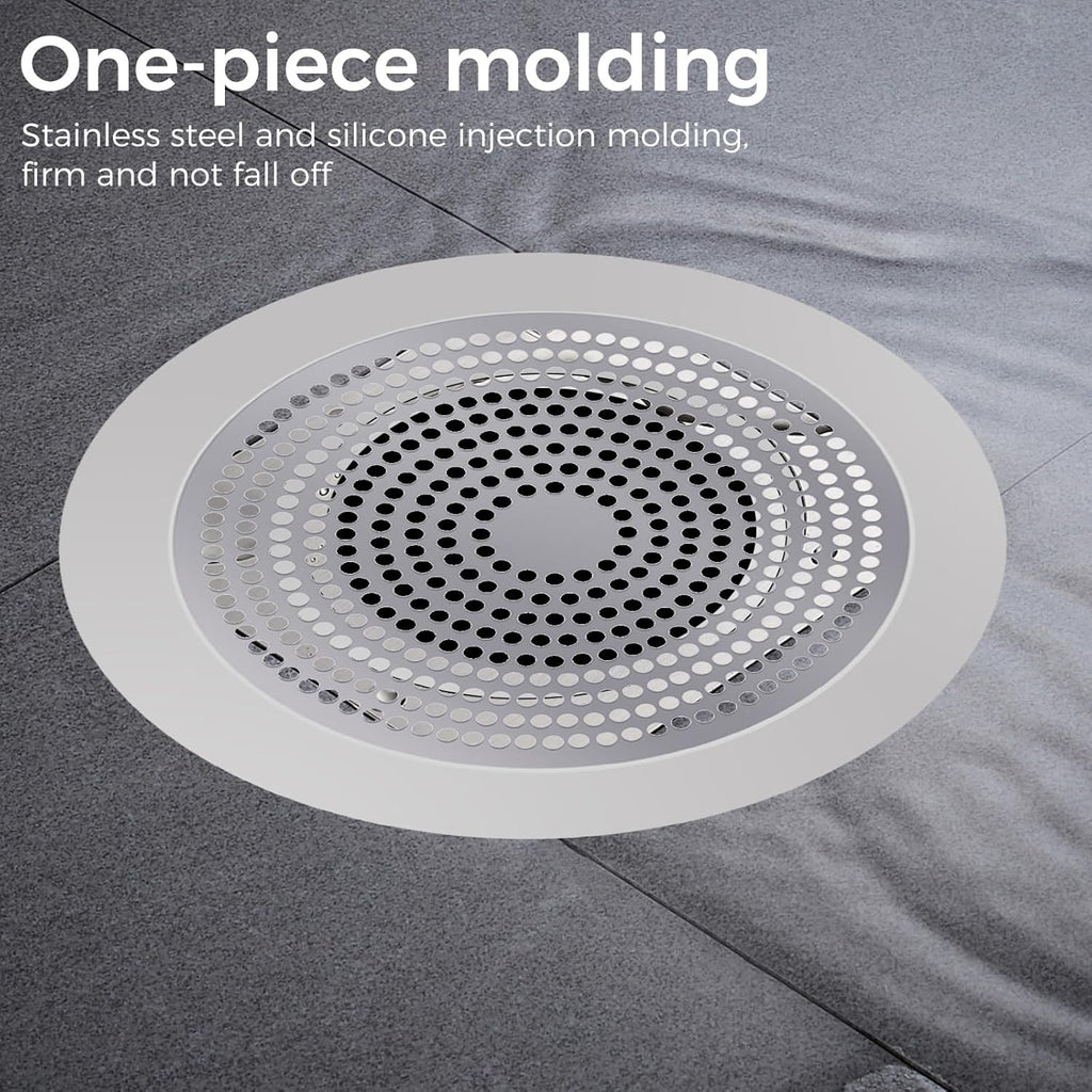 Shower Hair Drain Catcher - Stainless Steel, 5.7In Wide Rim for Robust Bathtub Adhesion, Easy Maintenance, Prevents Clogs, Perfect for Homeowners, Renters, Parents, Pet Owners