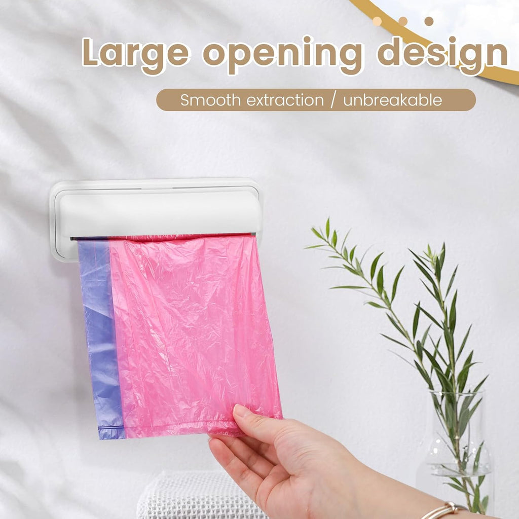 2 PCS Wall Mount Trash Bag Dispenser Roll Holder, Kitchen Garbage Bag Storage Box Roll Holder, Plastic Bag Holder Organizer under Sink (Grey)