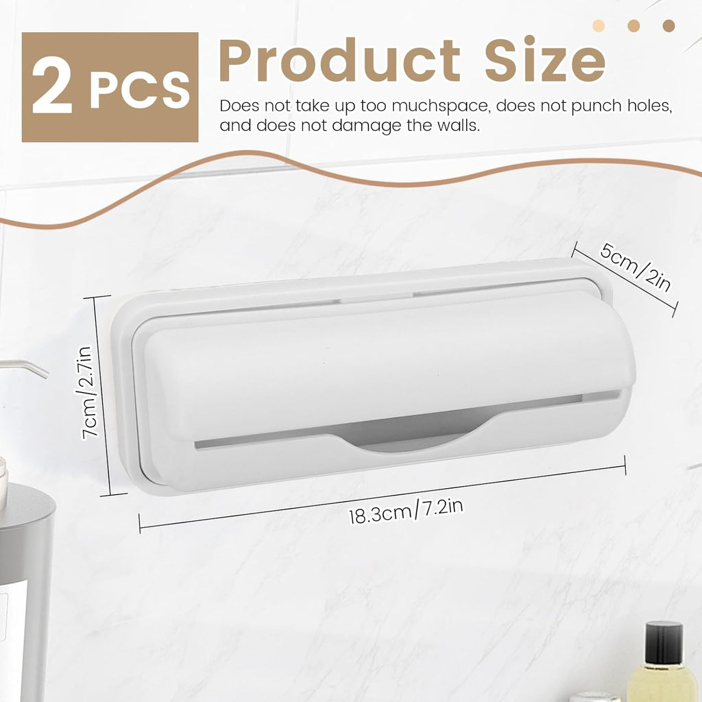 2 PCS Wall Mount Trash Bag Dispenser Roll Holder, Kitchen Garbage Bag Storage Box Roll Holder, Plastic Bag Holder Organizer under Sink (Grey)