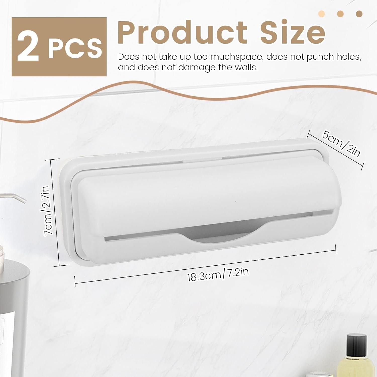 2 PCS Wall Mount Trash Bag Dispenser Roll Holder, Kitchen Garbage Bag Storage Box Roll Holder, Plastic Bag Holder Organizer under Sink (Grey)