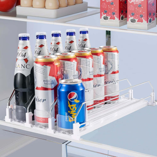 Drink Organizer Spring Sliding Pusher Holder Soda Pop Can Dispenser for Fridge Storages