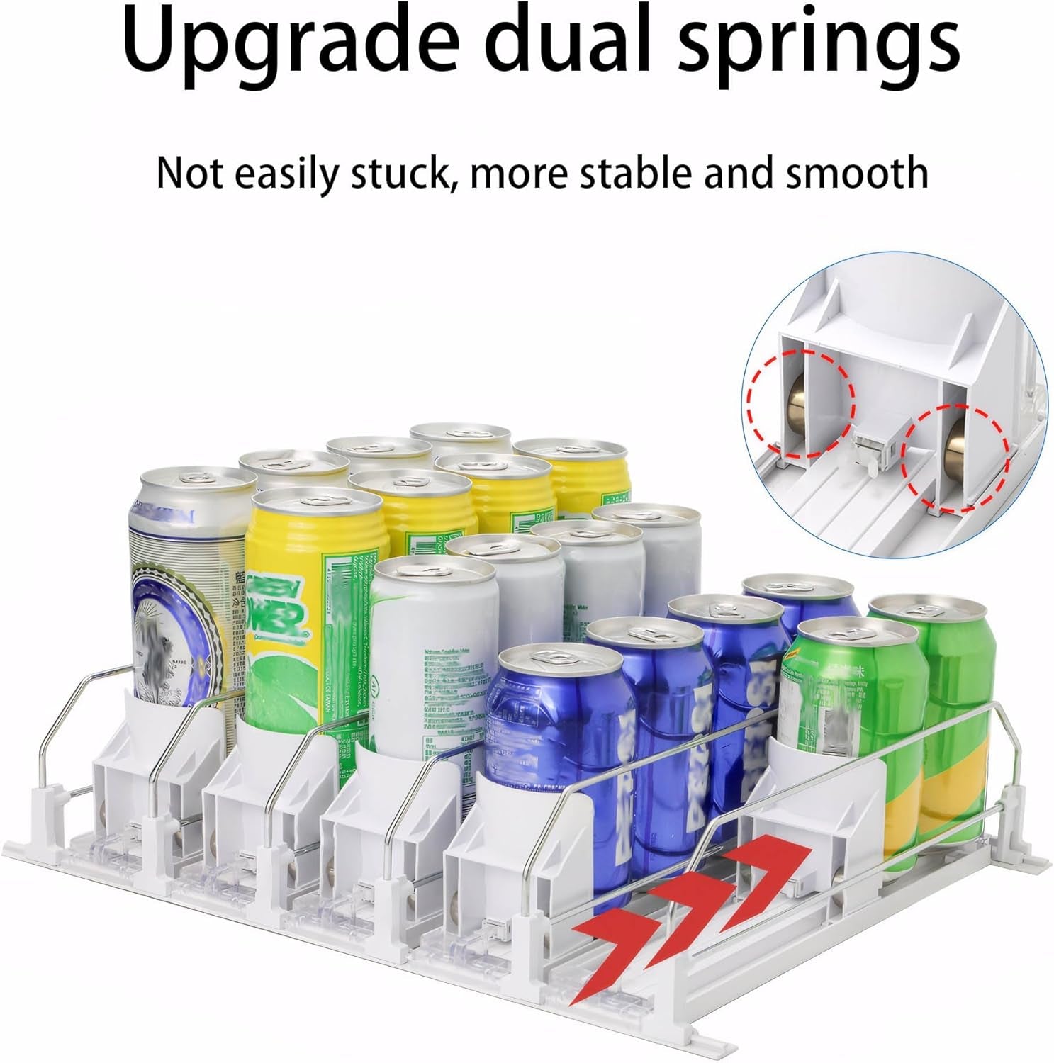 Drink Organizer Spring Sliding Pusher Holder Soda Pop Can Dispenser for Fridge Storages