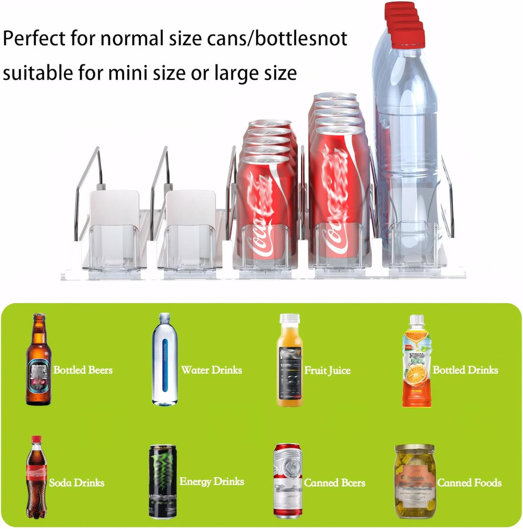 Drink Organizer Spring Sliding Pusher Holder Soda Pop Can Dispenser for Fridge Storages