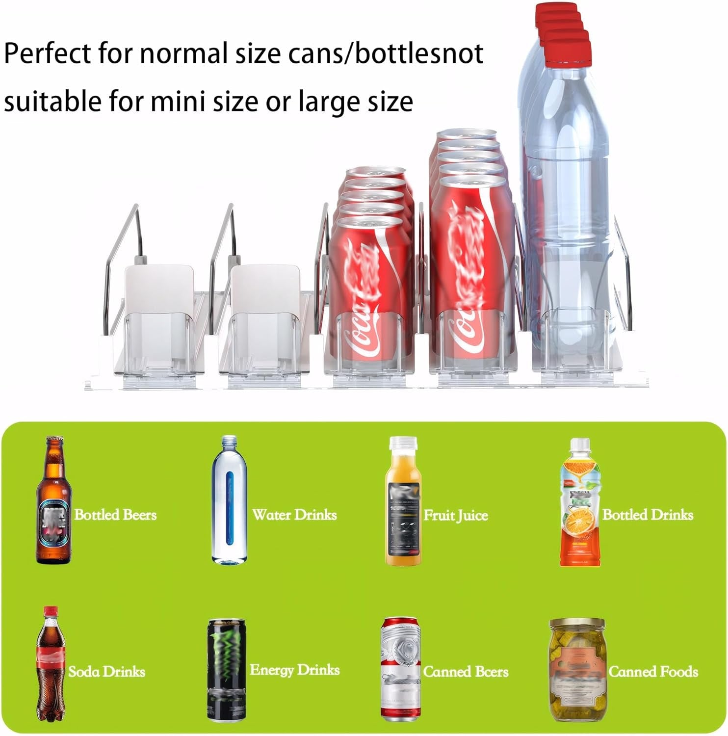 Drink Organizer Spring Sliding Pusher Holder Soda Pop Can Dispenser for Fridge Storages