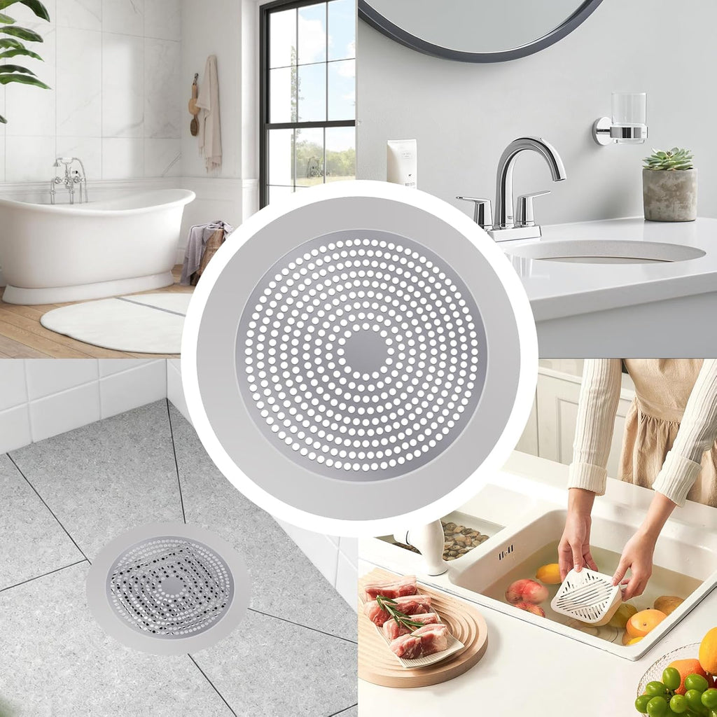 Shower Hair Drain Catcher - Stainless Steel, 5.7In Wide Rim for Robust Bathtub Adhesion, Easy Maintenance, Prevents Clogs, Perfect for Homeowners, Renters, Parents, Pet Owners