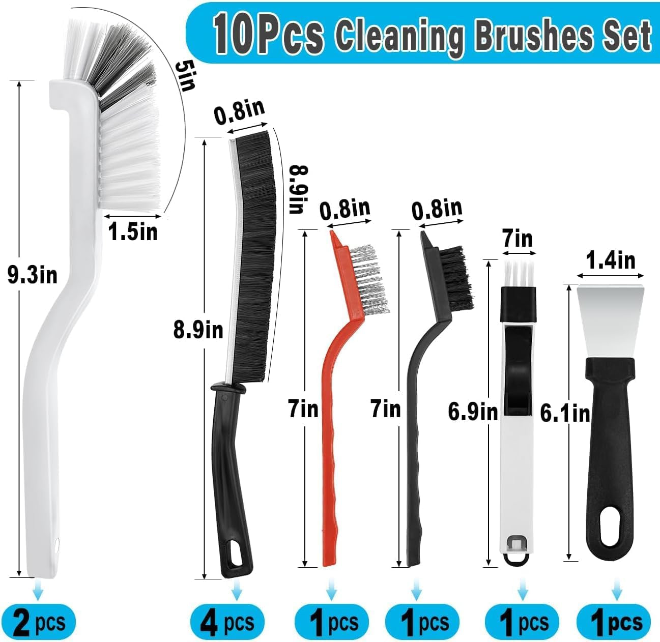 10Pcs Cleaning Brushes Set, Hard Bristle Crevice Cleaning Brush, Multifunctional Gap Cleaning Brush, Small Corner & Windows Brush, Cleaning Supplies for Groove Window Tracks Bathroom Kitchen